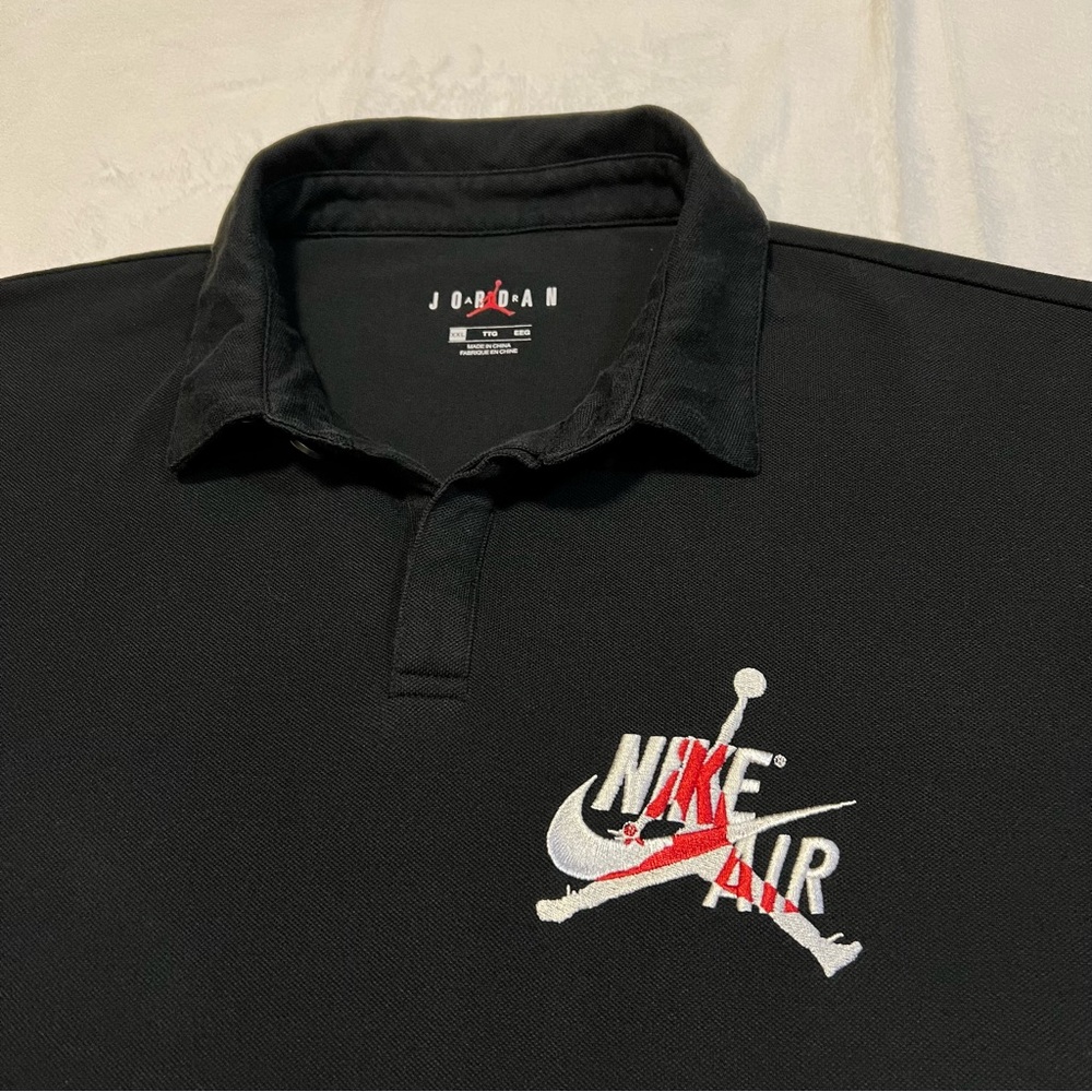 Nike Air Jordan Jumpman 23 Polo Shirt Black Size XXL Y2K